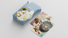 Мокап пары карт из колоды и коробки игры Скряга